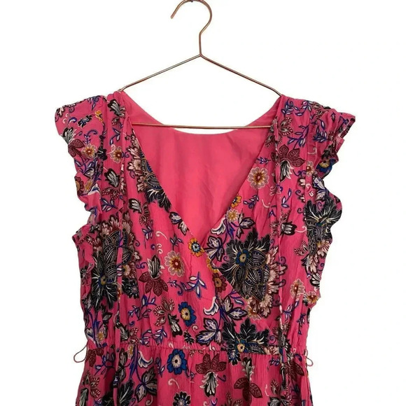 Loft Women's Pink Sleeveless V-Neck Floral Wrap Dress Size XS - Picture 2 of 4